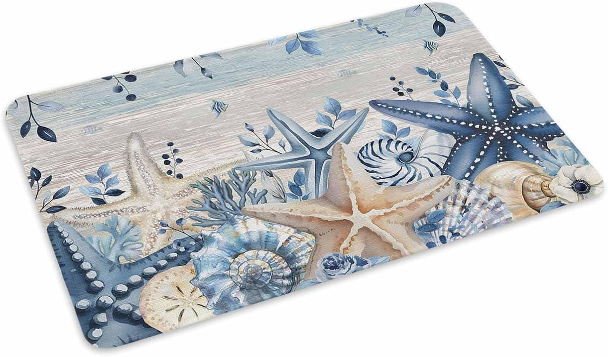 Blue Coastal Starfish Front Door Mat