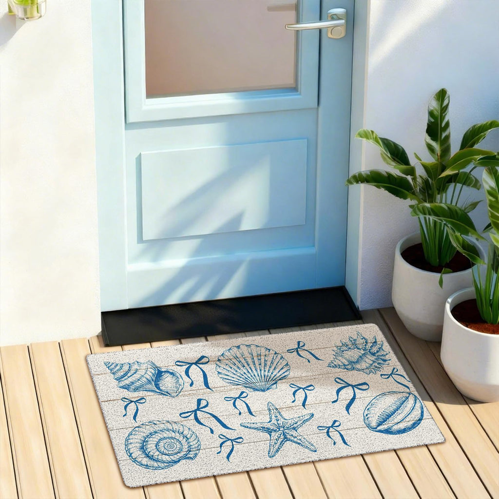 Coastal Blue Bow Door Mat