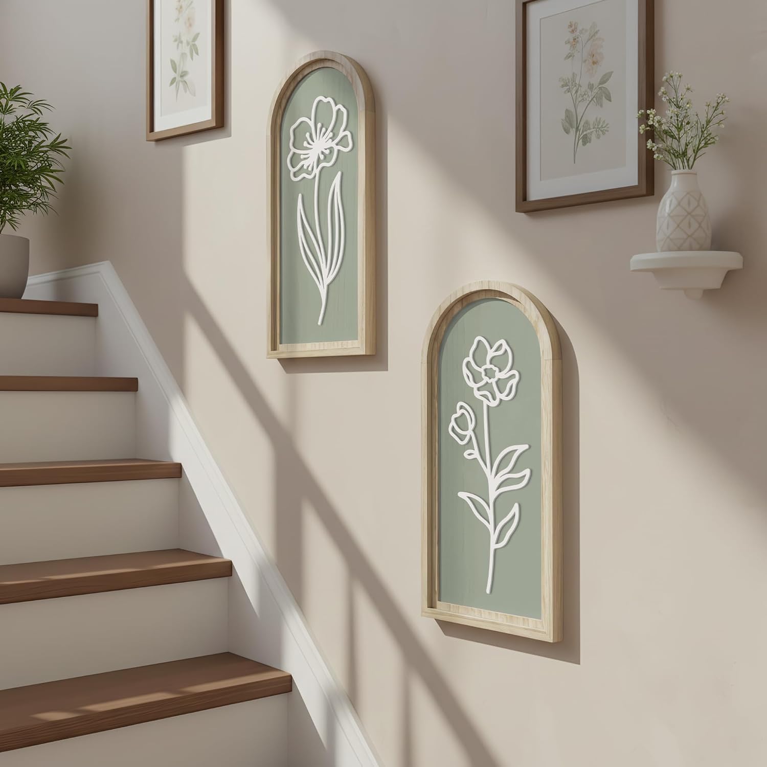 Sage Green 3D Wooden Floral Wall Art
