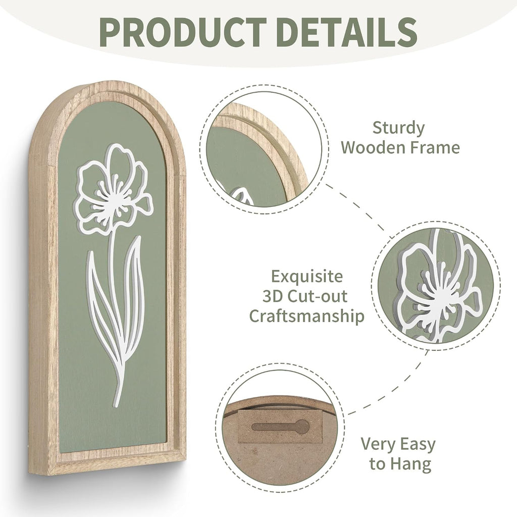 Sage Green 3D Wooden Floral Wall Art