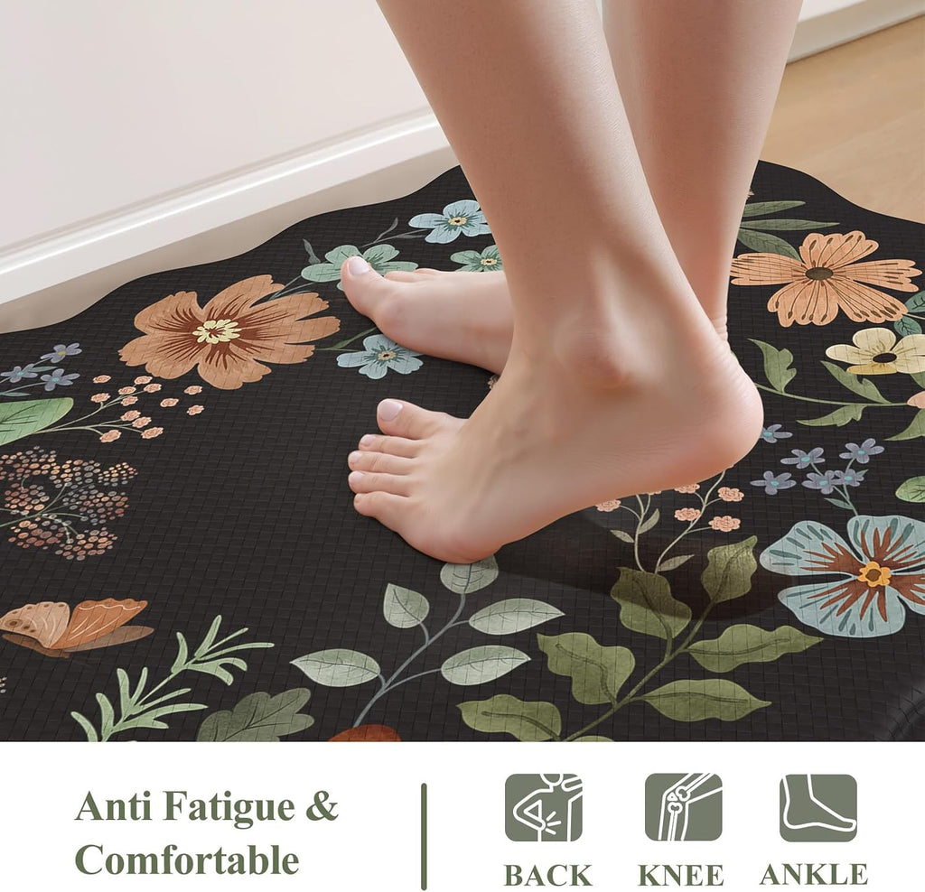 Scalloped Anti Fatigue Kitchen Rugs 2 Pack