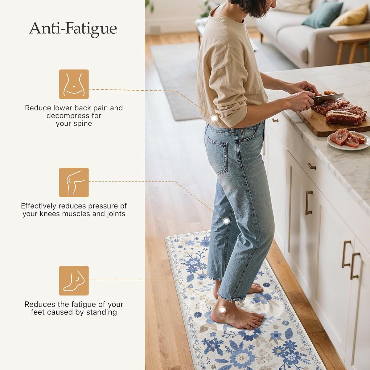 Vintage Floral Anti Fatigue Kitchen Mats 2 Pack