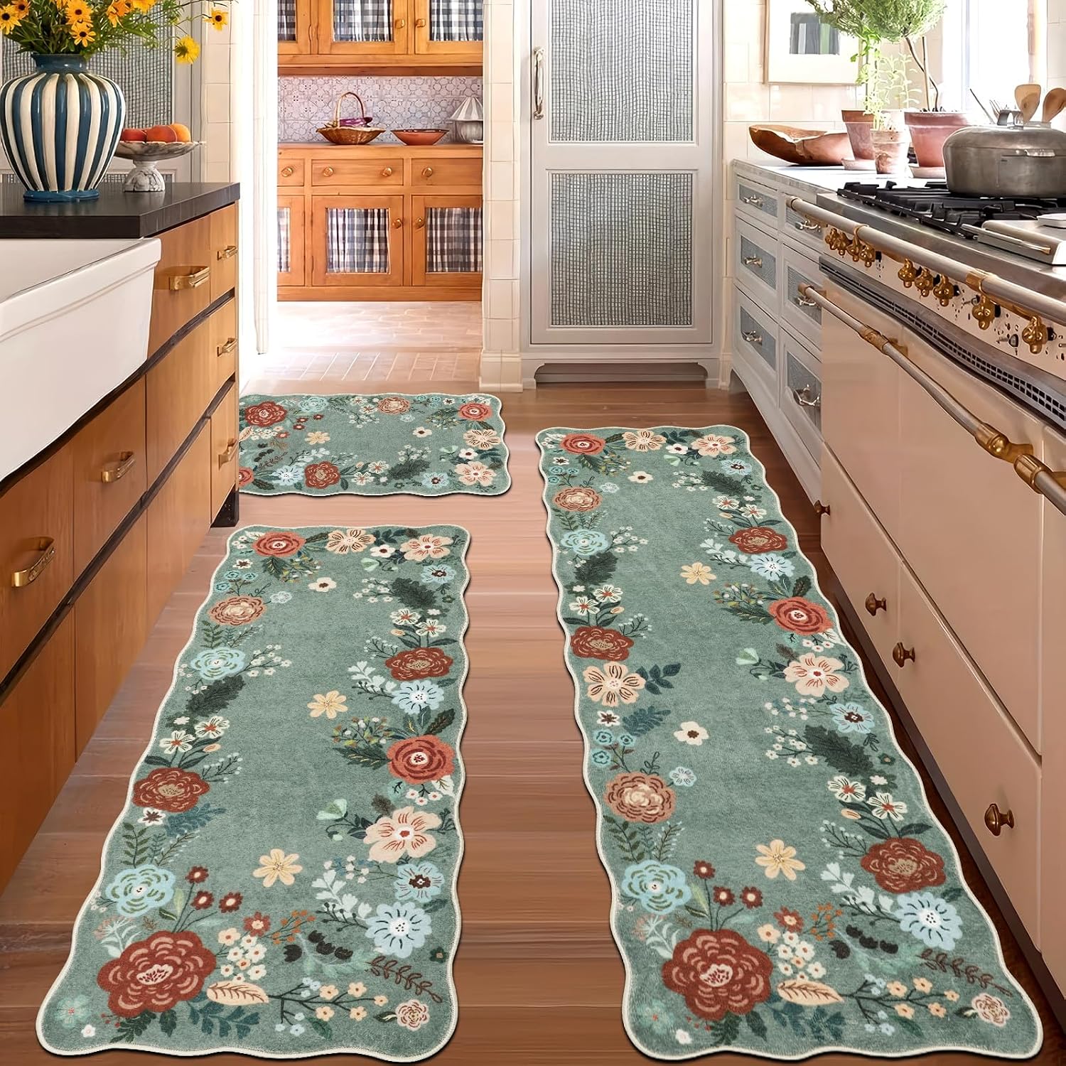 Floral Anti Fatigue Kitchen Rugs 3 Pack