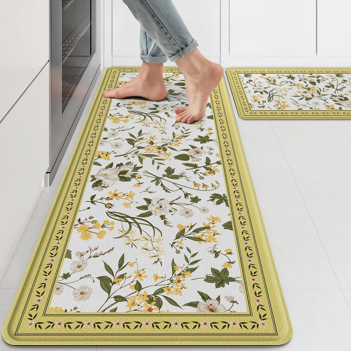 Vintage Pastoral Anti-Fatigue Kitchen Rugs 2 Pack