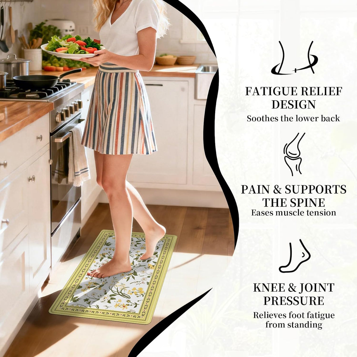Vintage Pastoral Anti-Fatigue Kitchen Rugs 2 Pack