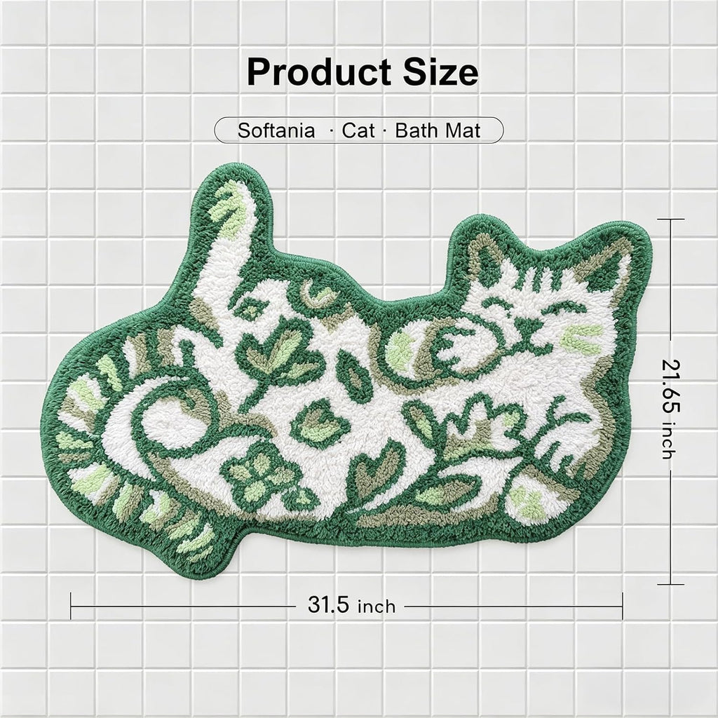 Green Delft Cat Rug