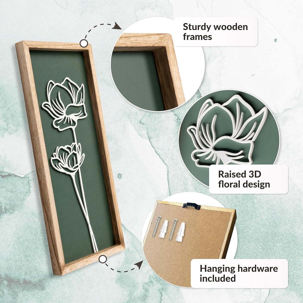 3D Floral Green Wall Art