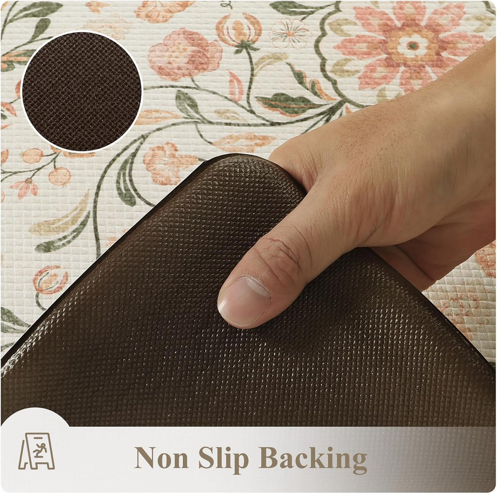 Boho Floral Anti Fatigue Kitchen Rugs 2 Pack