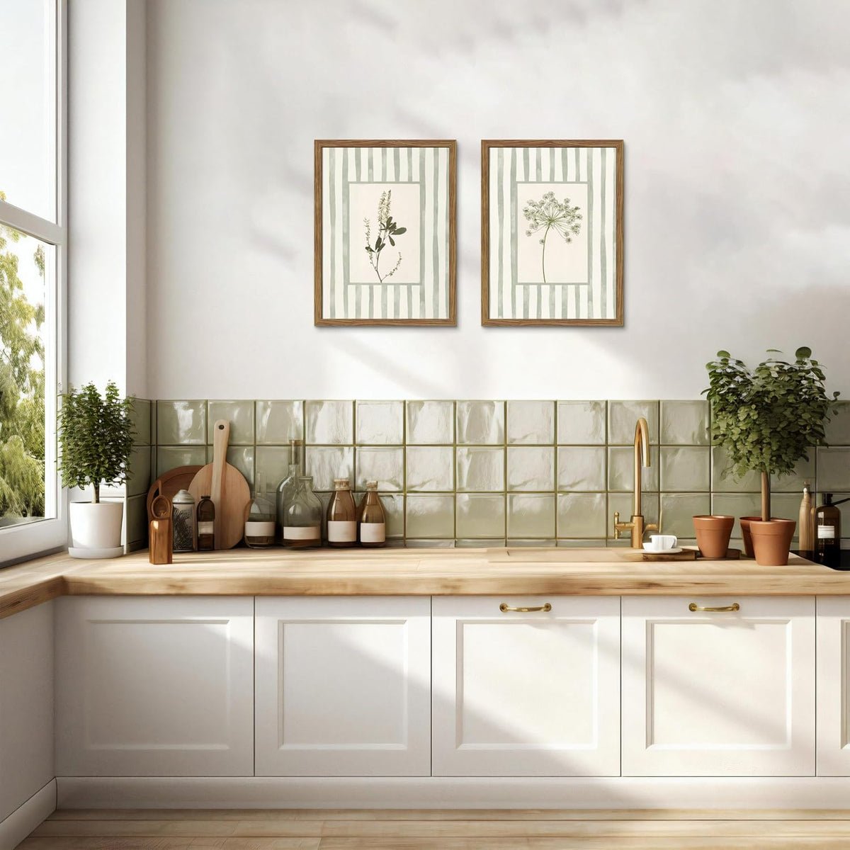 Sage Green Wildflower Wall Art
