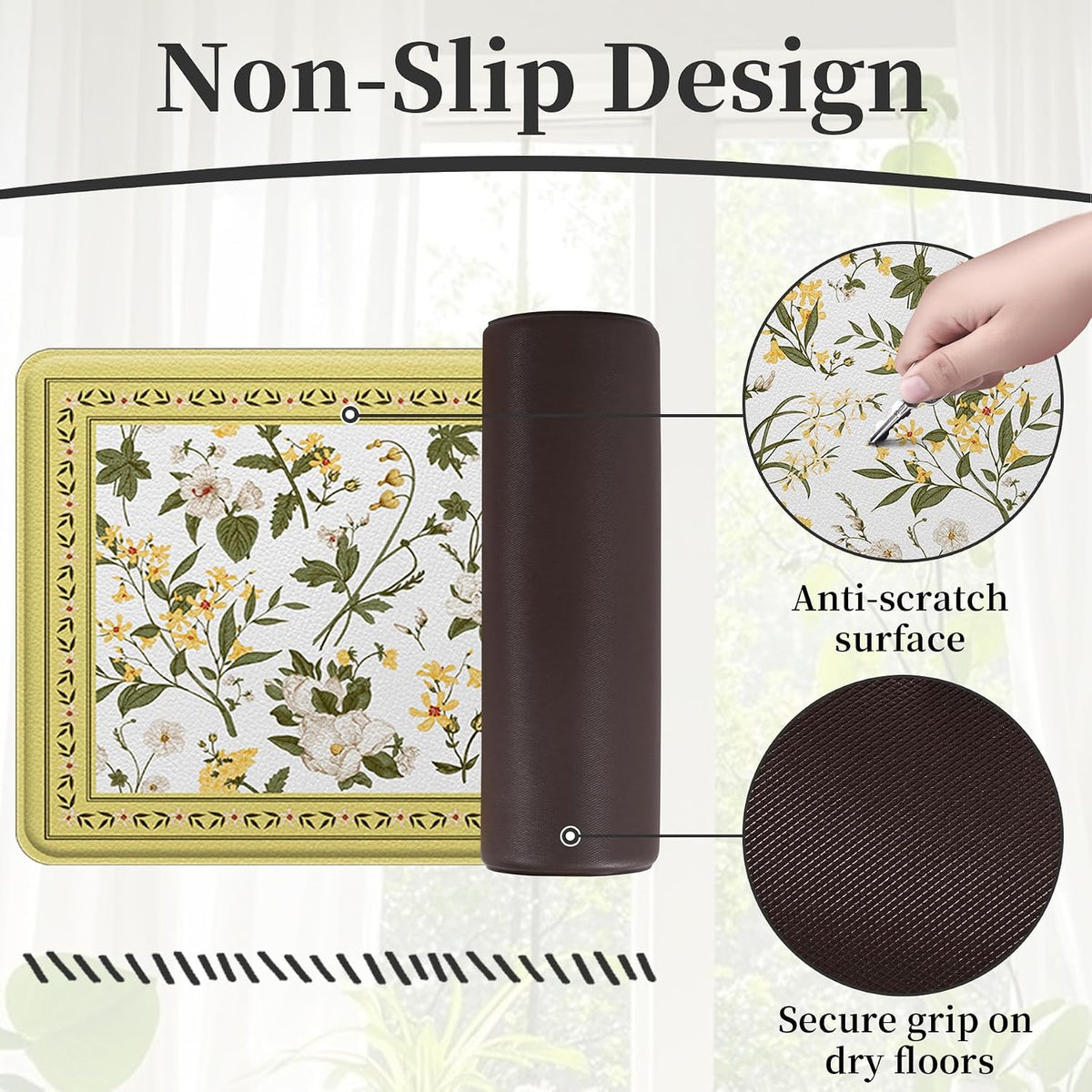 Vintage Pastoral Anti-Fatigue Kitchen Rugs 2 Pack