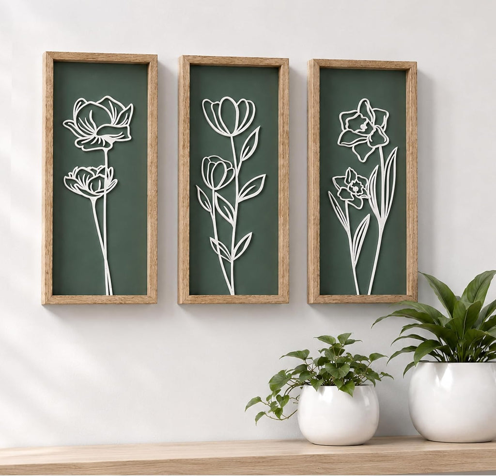 3D Floral Green Wall Art