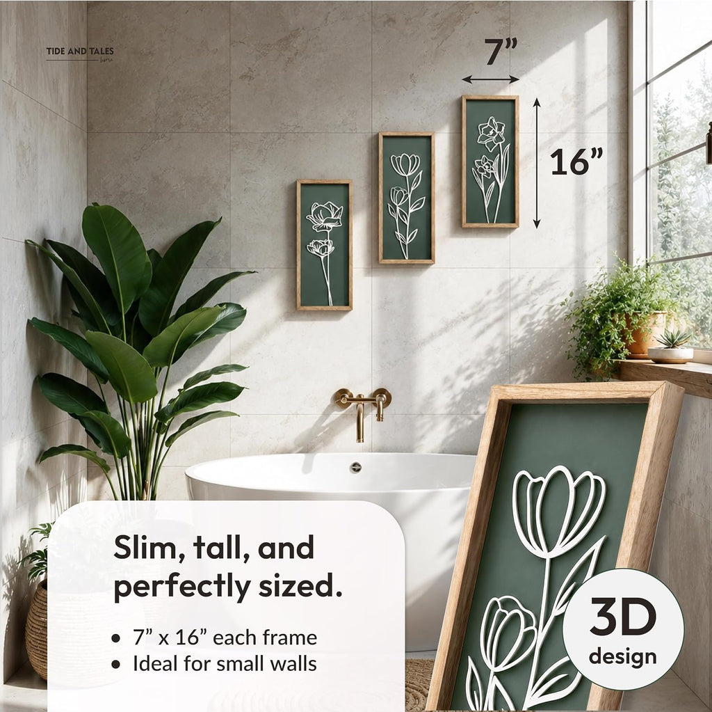 3D Floral Green Wall Art