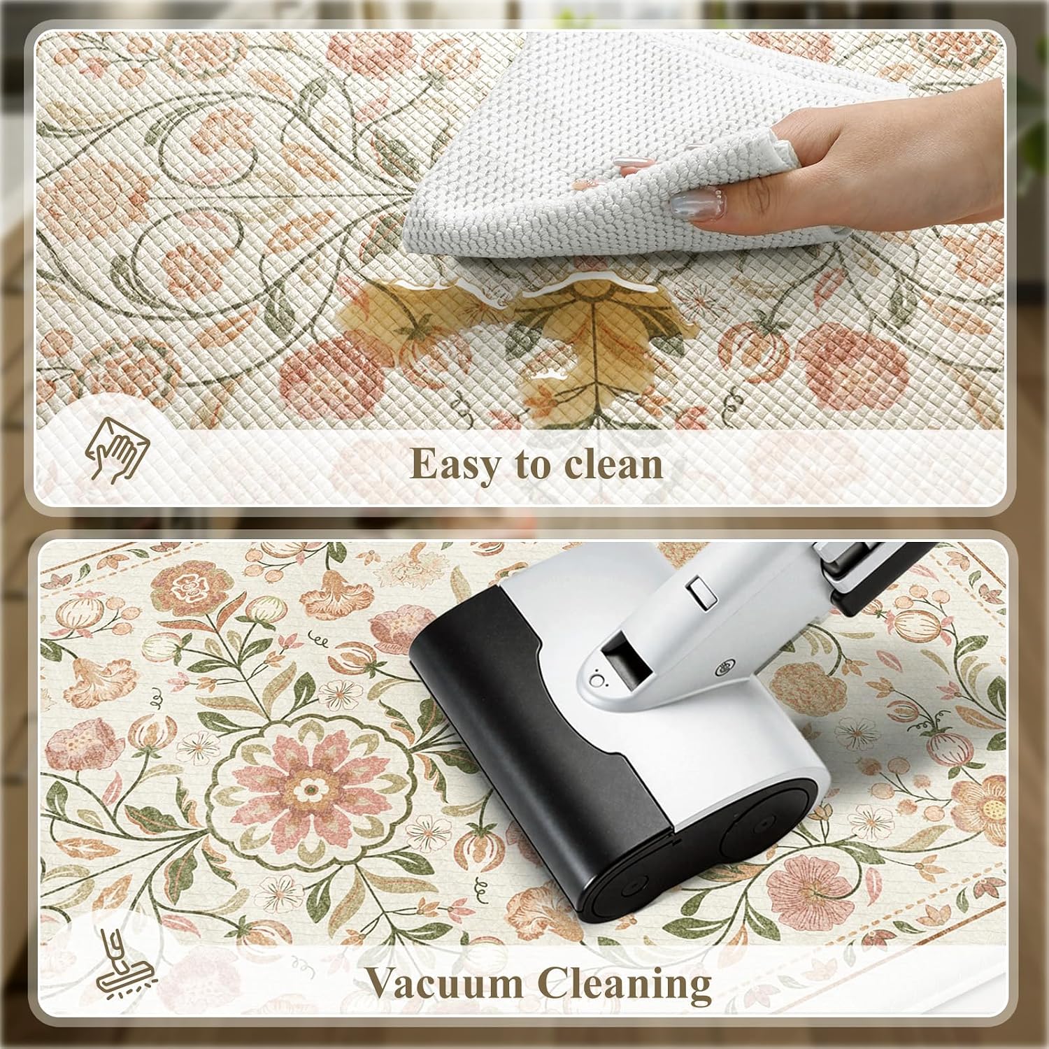 Boho Floral Anti Fatigue Kitchen Rugs 2 Pack