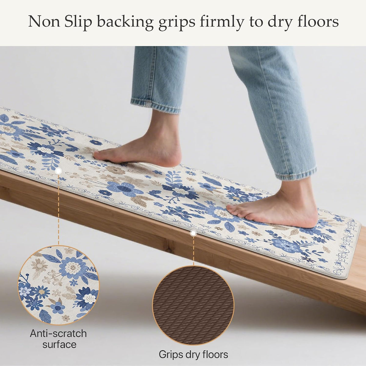 Vintage Floral Anti Fatigue Kitchen Mats 2 Pack
