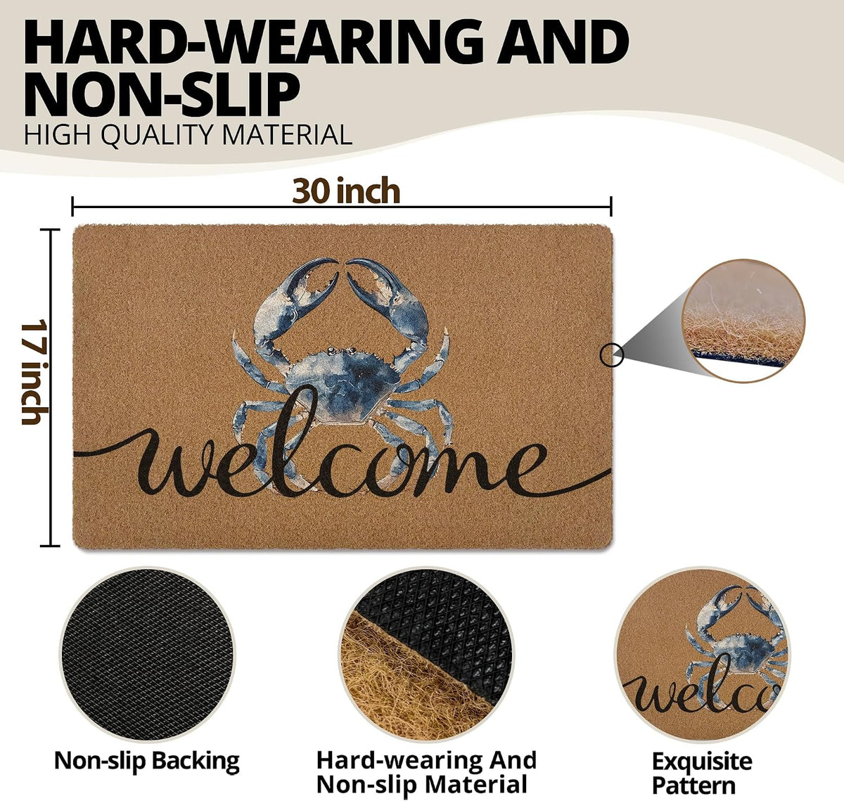 Blue Crab Welcome Door Mat