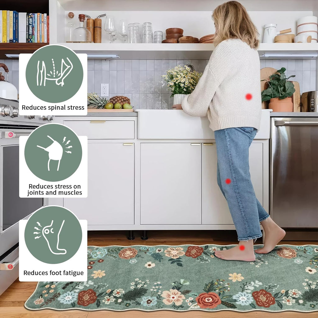 Floral Anti Fatigue Kitchen Rugs 3 Pack