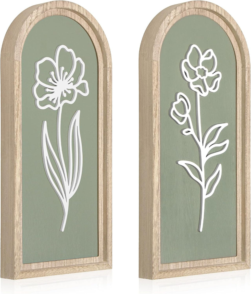 Sage Green 3D Wooden Floral Wall Art