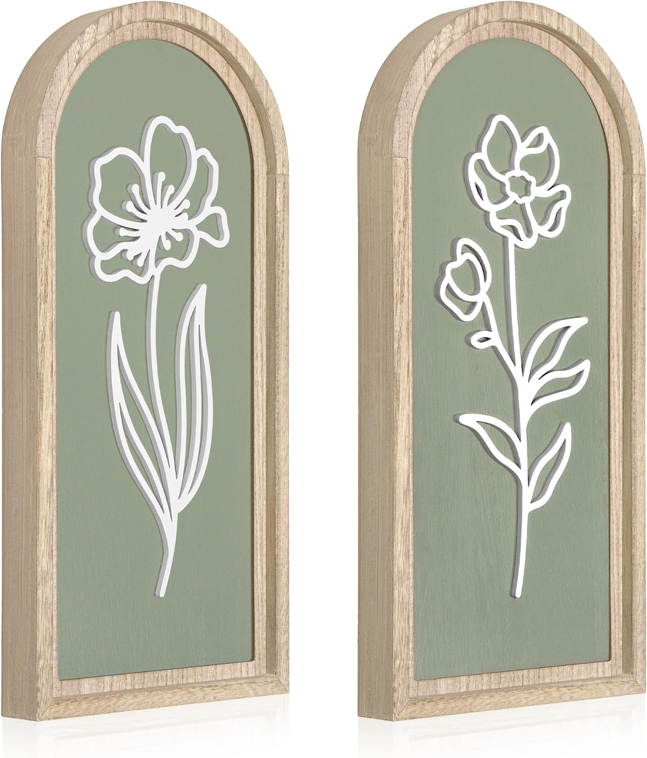 Sage Green 3D Wooden Floral Wall Art