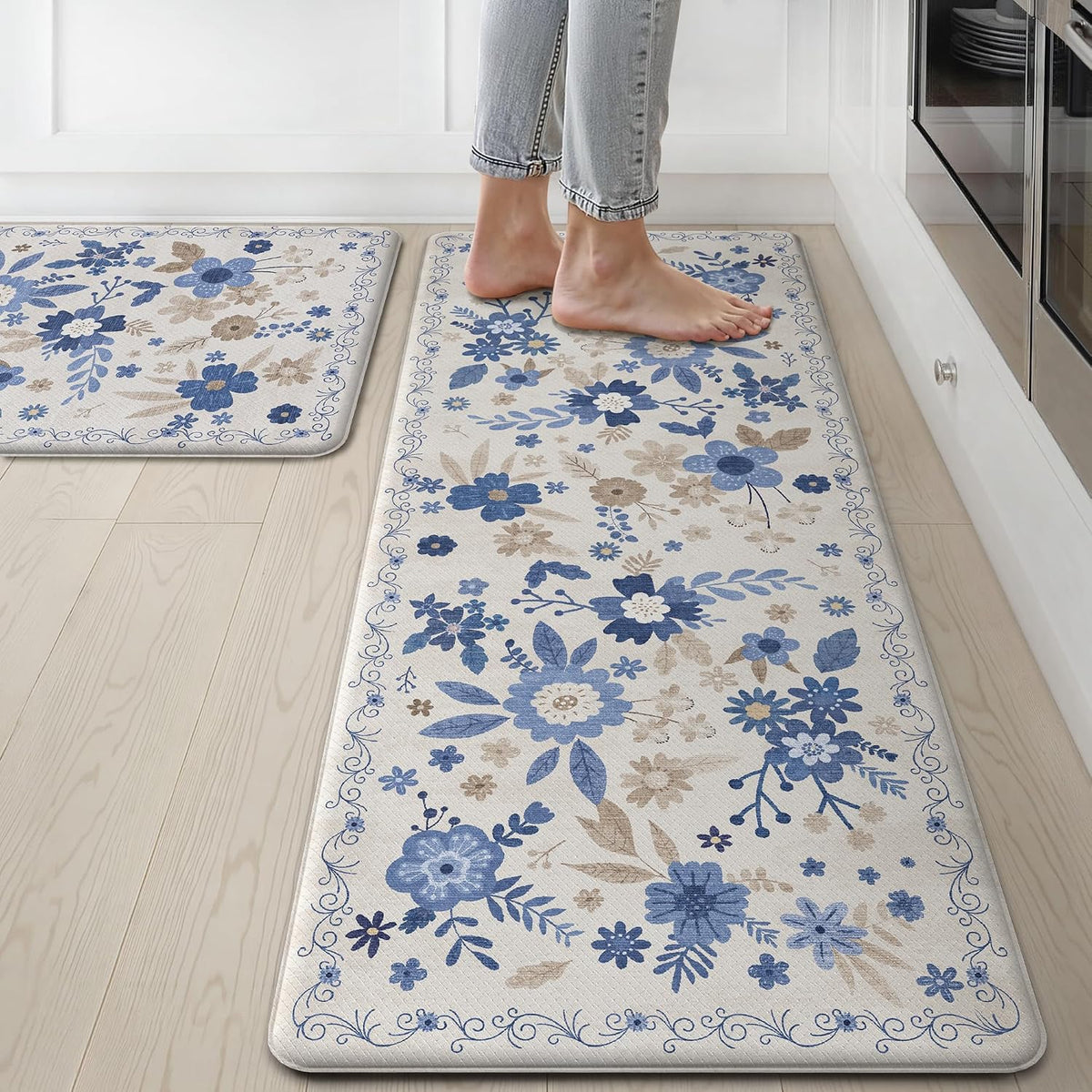 Vintage Floral Anti Fatigue Kitchen Mats 2 Pack