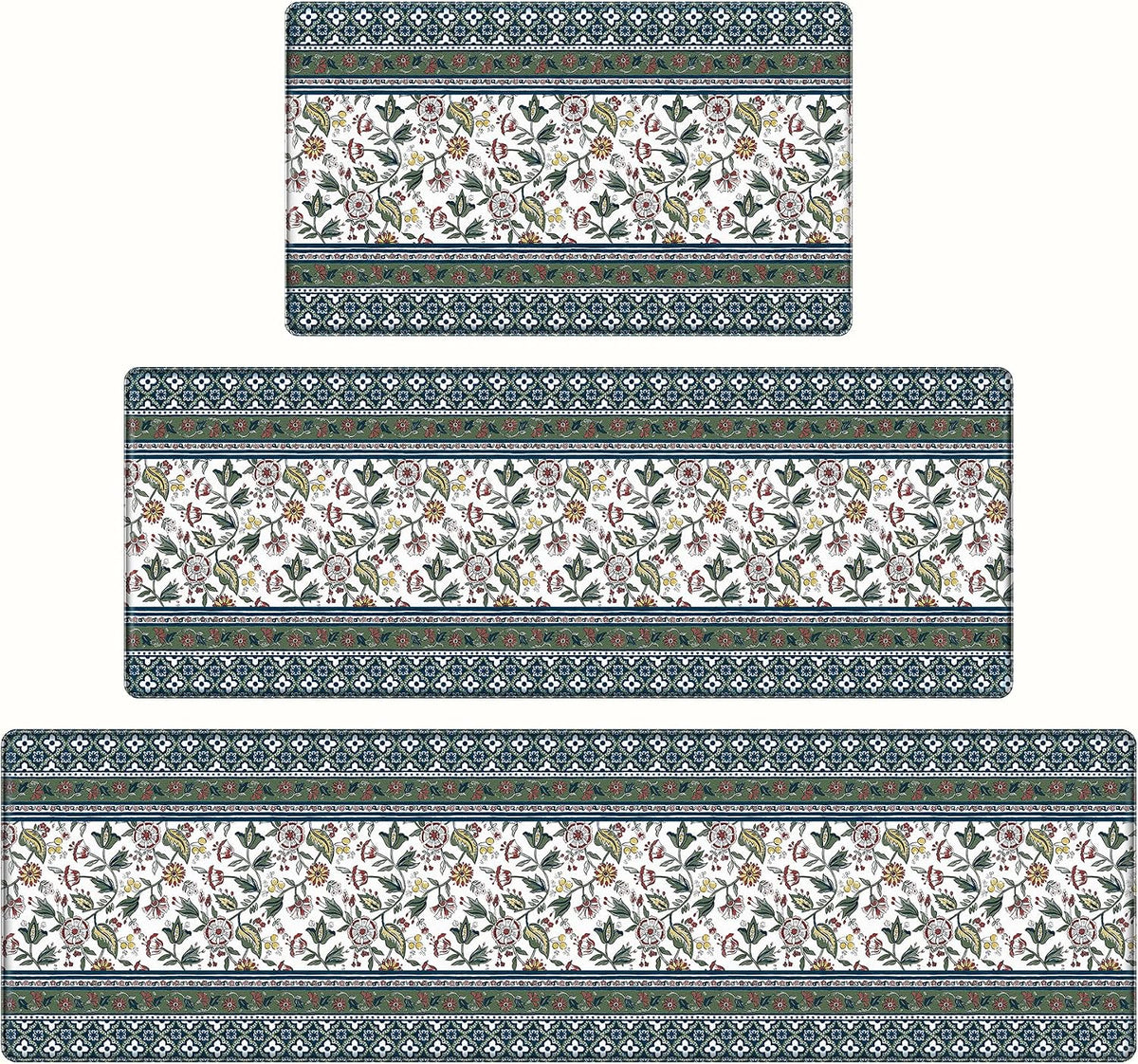 Boho Floral Anti Fatigue Kitchen Mats Set