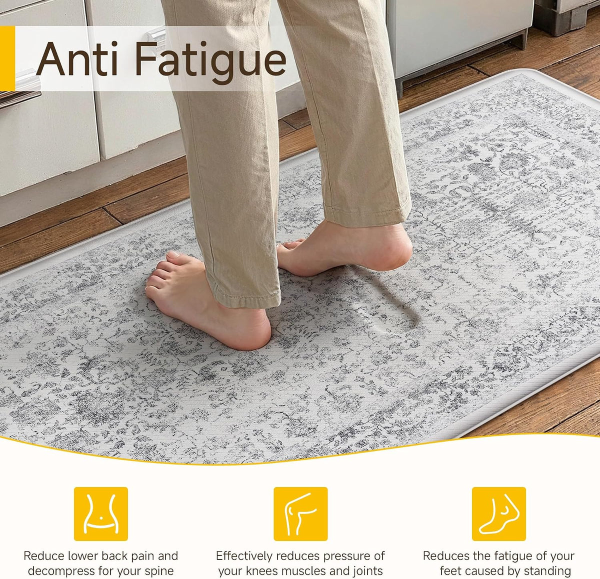Vintage Floral Anti Fatigue Kitchen Mats 2 Pack