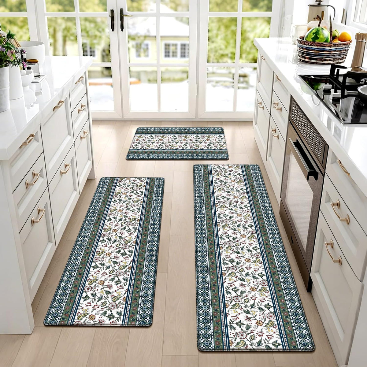 Boho Floral Anti Fatigue Kitchen Mats Set